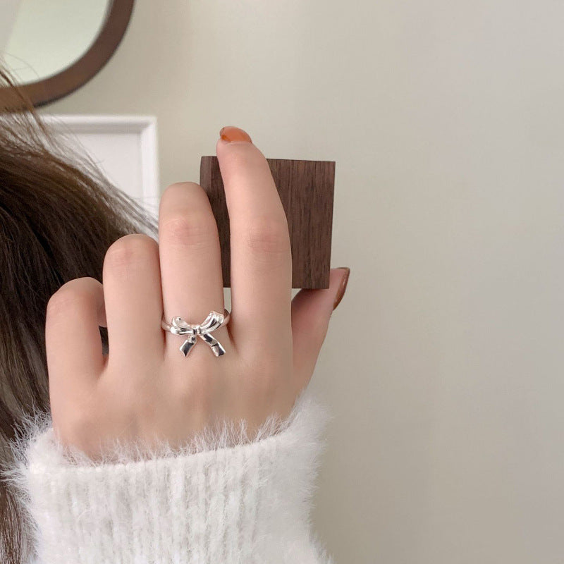 Wholesale 925 Silver Bow Ring Open Ring