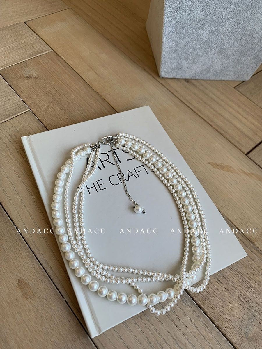 Wholesale Multi-layer glass pearl necklace