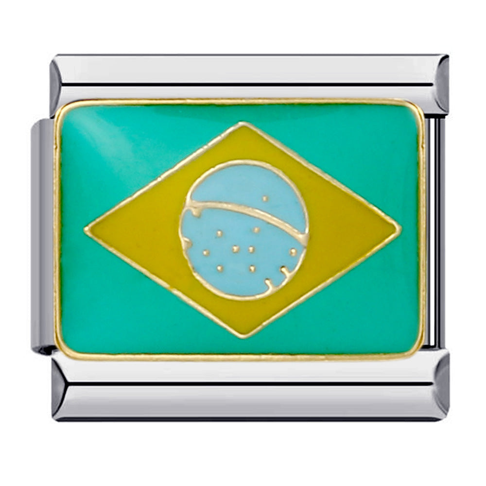 Wholesale Italian Charm Bracelet Flag Flag Stainless Steel Composable Bracelet