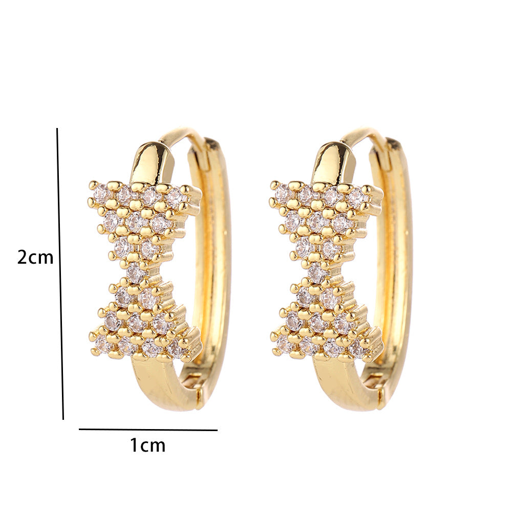 Wholesale Modern Butterfly Flower Earrings With Micro Set Zircon 18K Gold Plated Copper Fashion Party Gift Jewelry Accessory