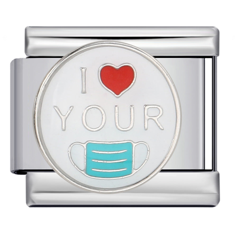 Wholesale Stainless steel welding gold-plated oil drop DIY Italian module Charms