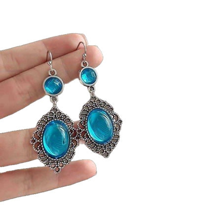 Wholesale Exaggerated Ethnic Gemstone Earrings,  Zinc Alloy Electroplated,  Jewelry Accessory