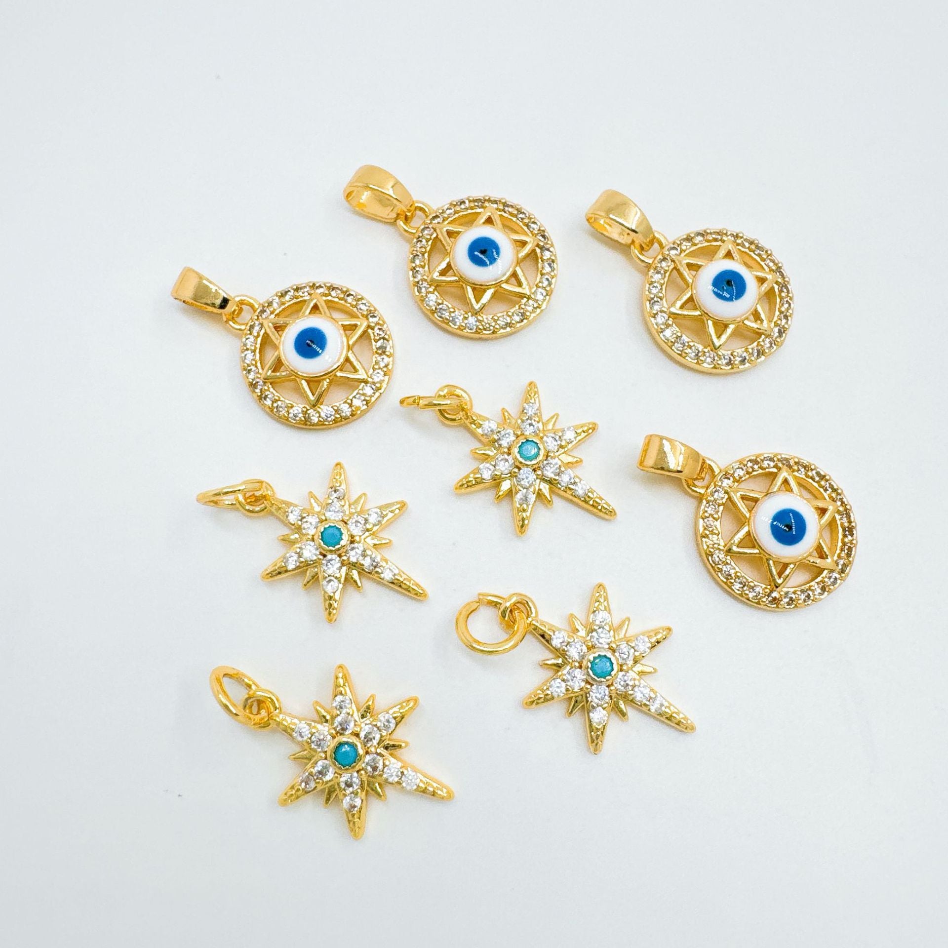 Wholesale Sweet Cool Evil Eye Pendant Necklace for Women,  Copper Zircon Gold Plated,  Boutique Resale Jewelry Accessory