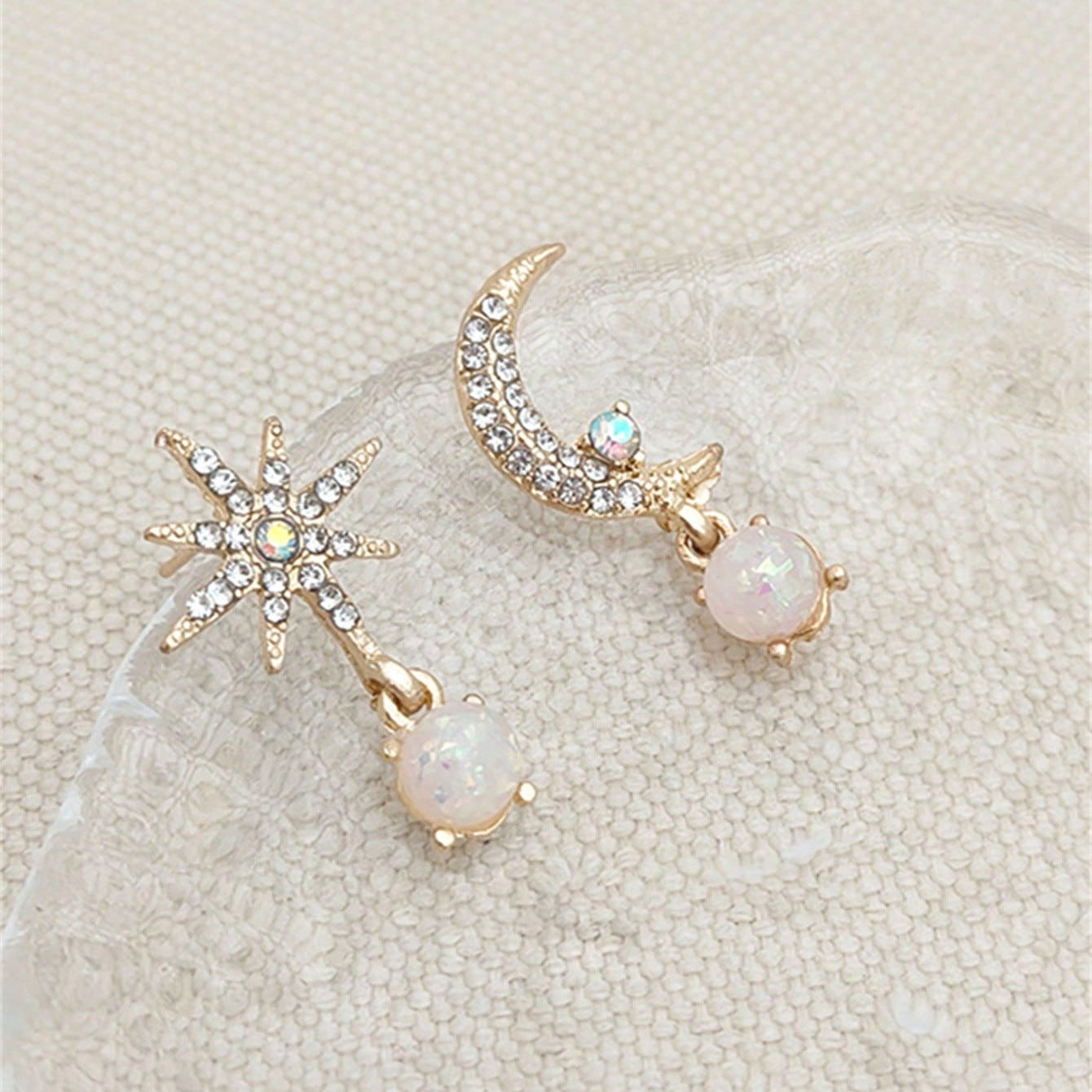 Wholesale Vintage Creative Asymmetrical Moon and Sun Earrings