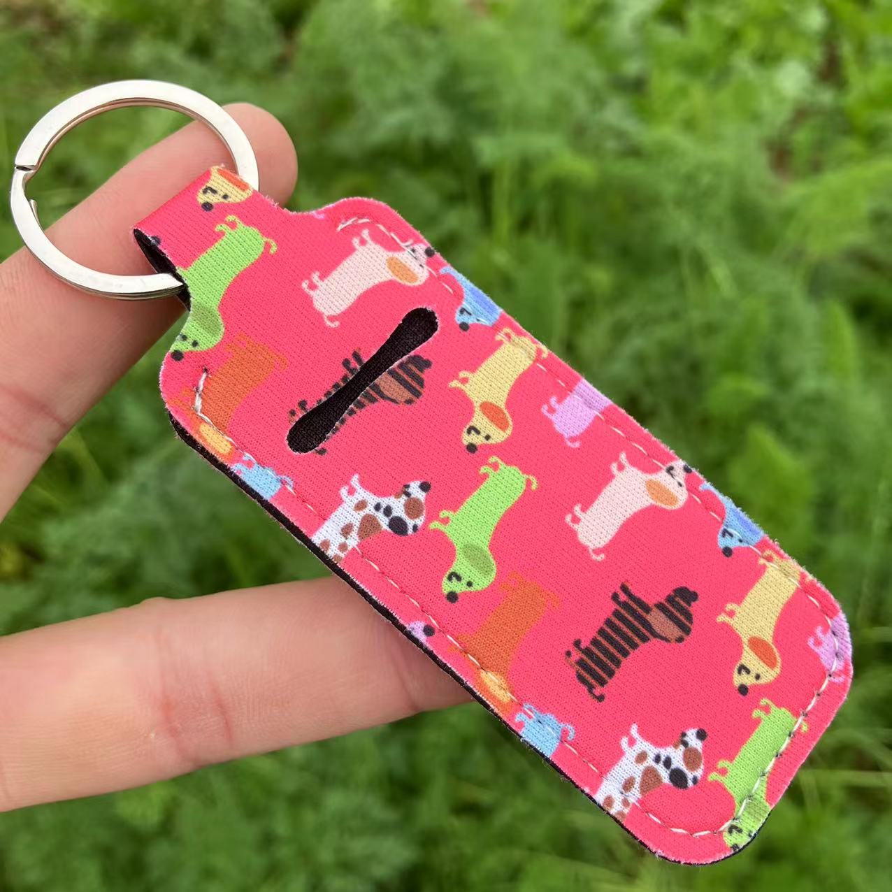 Wholesale Cotton Printed Lipstick Bag Keychain - Sunflower on Black,  Celestial Pattern,  Boutique Resale Accessory