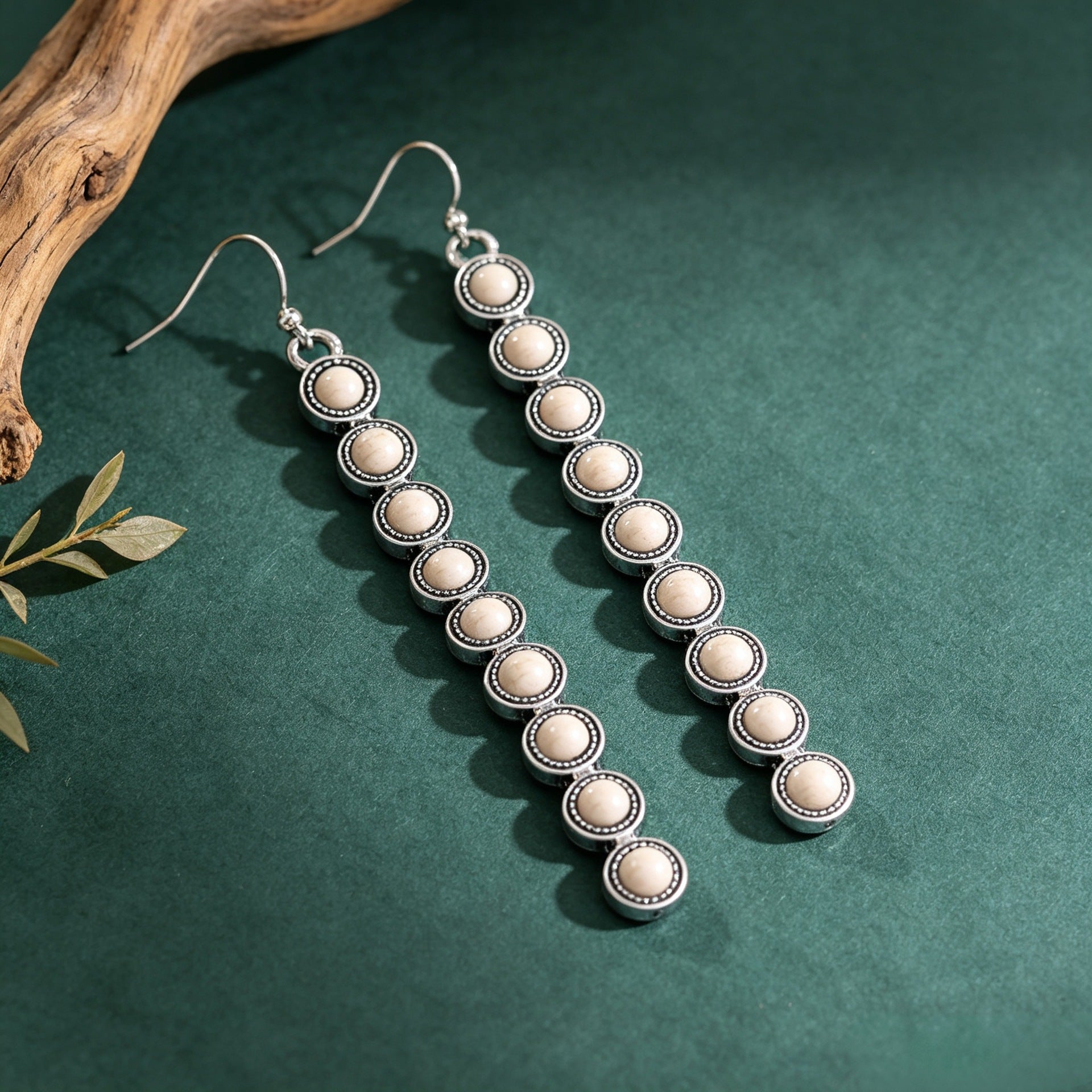 Wholesale Vintage Bohemian Long Tassel Earrings White Alloy Dangle Jewelry Accessory For Party And Resale