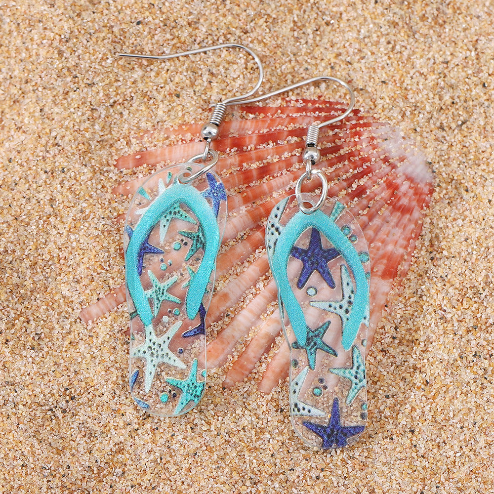 Wholesale Ocean Style Blue Starfish Pendant Acrylic Earrings ACC-ES-ChuLian022