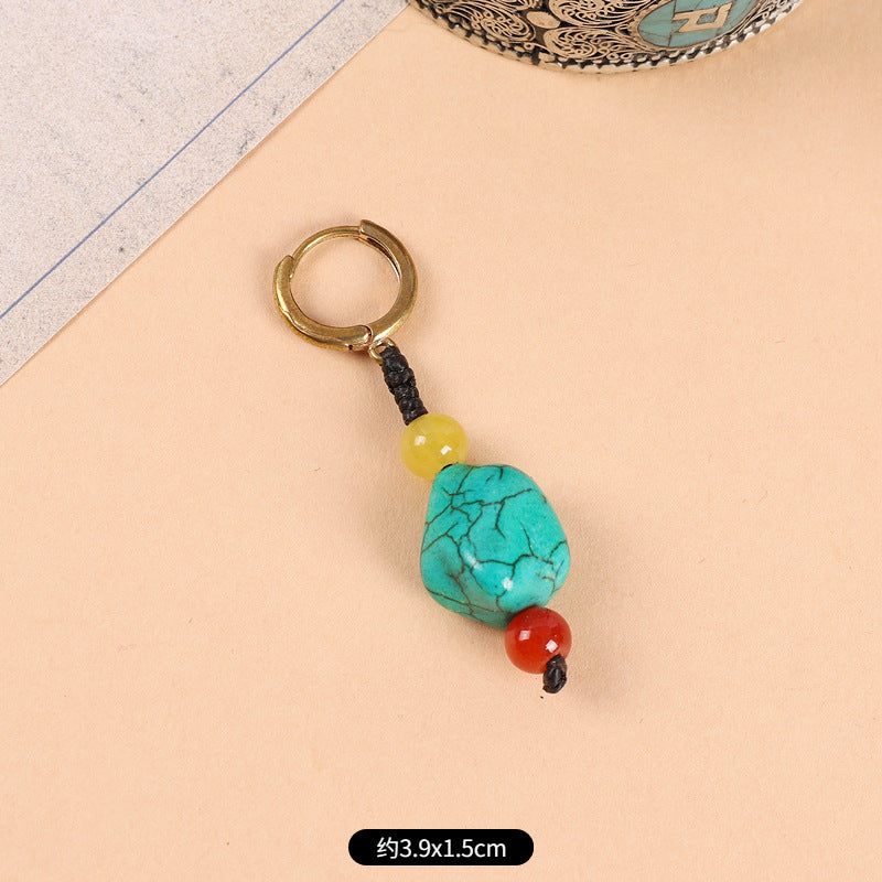 Wholesale Woven Turquoise Ethnic Style Earrings Handmade Vintage Jewelry Accessory Gift