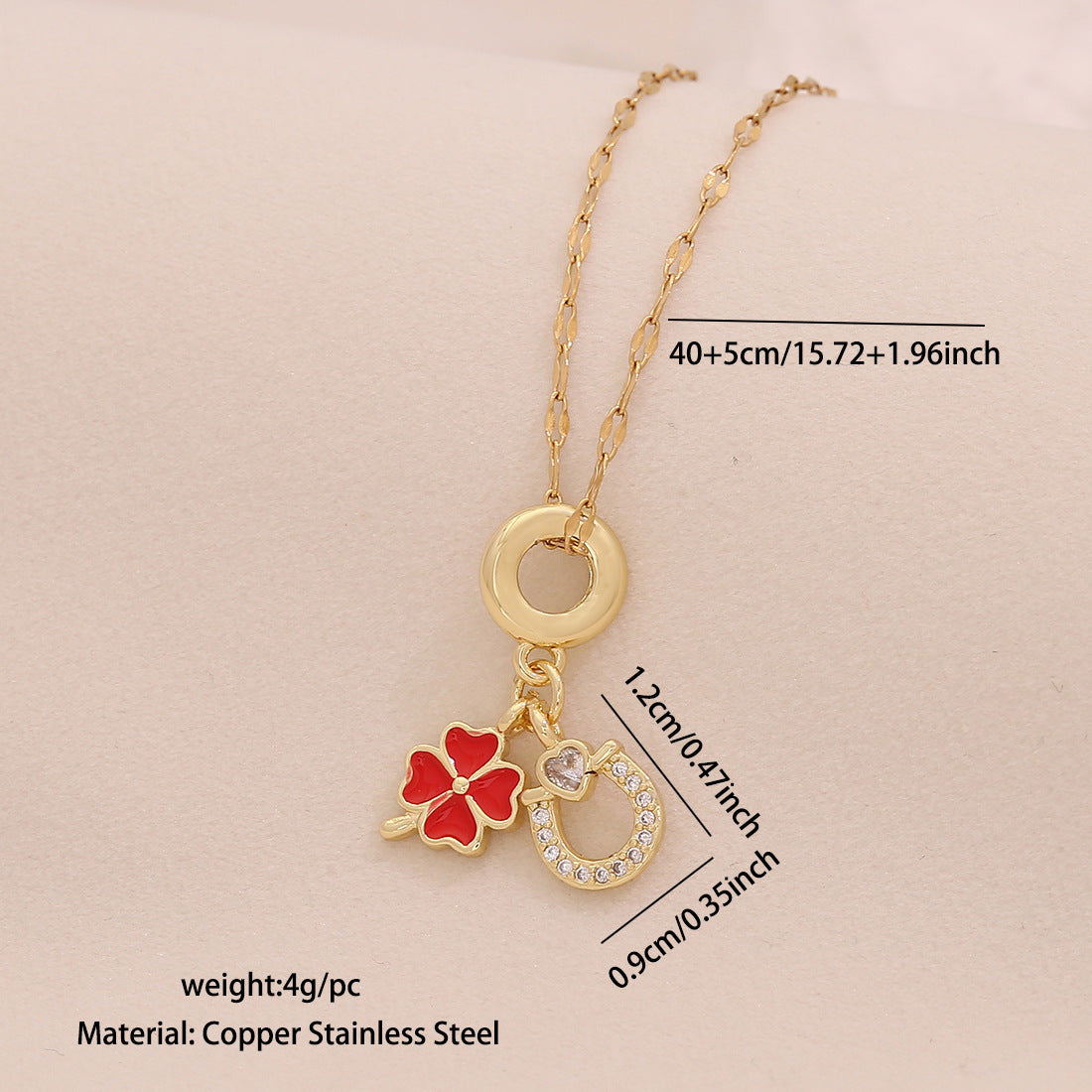 Wholesale Four-leaf Clover Pendant Color-Retaining DIY Heart  Necklace