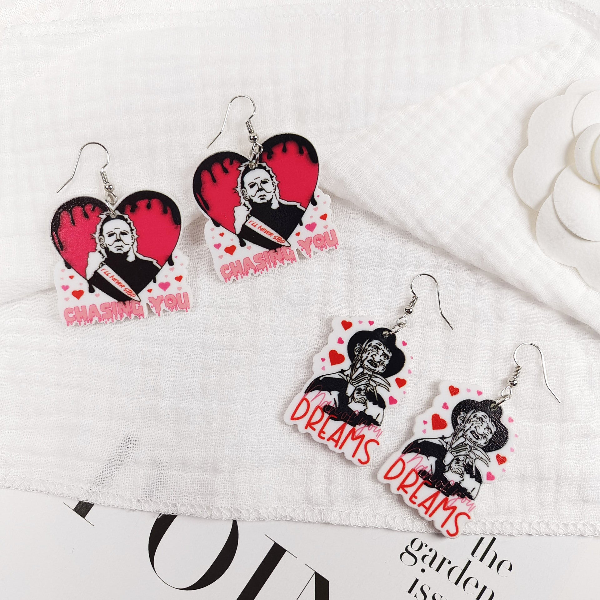 Wholesale Halloween Earrings Funny Pink Ghost Earrings Acrylic Earrings ACC-ES-Jiay004