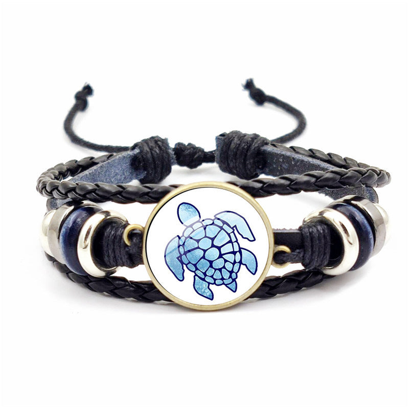 Wholesale Rendering Color Turtle Bracelet Retro Woven Leather Bracelet ACC-BT-JiaYun002