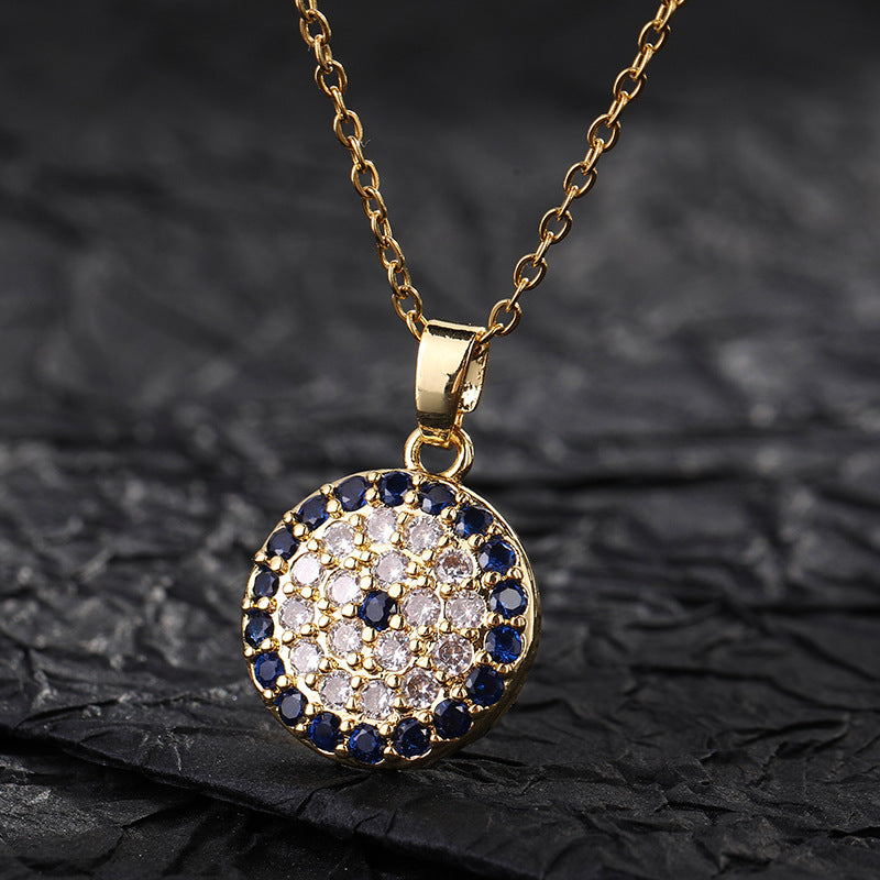 Wholesale Chic Demon Eye Pendant Necklace Copper Electroplated O Shaped Chain Stylish Jewelry Accessory For Boutique Resale
