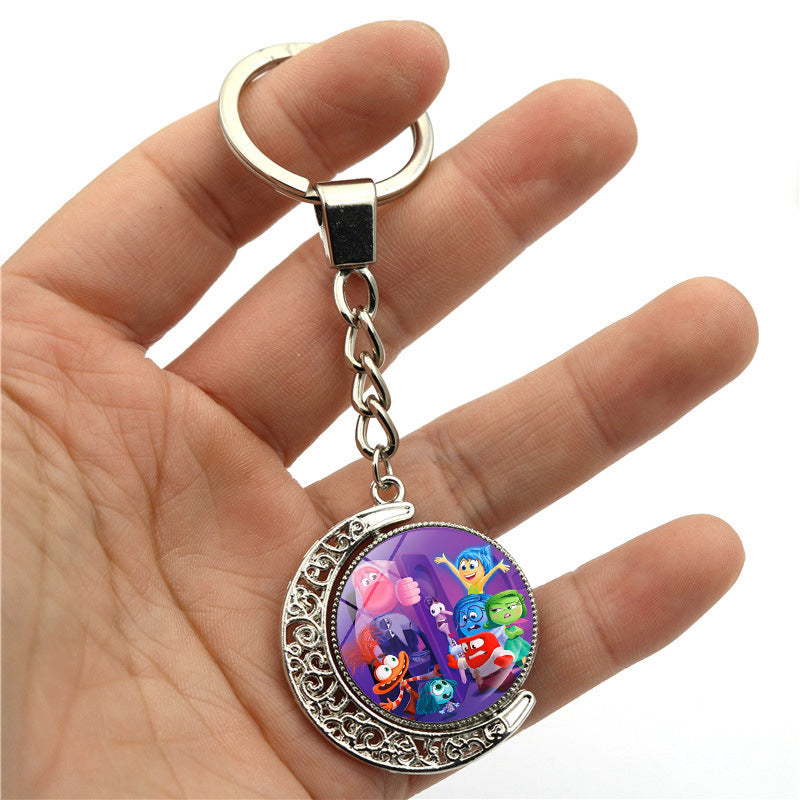 Wholesale Cartoon Double-sided Rotating Zinc Alloy Glass Keychains ACCVIP-KC-JiaYun002