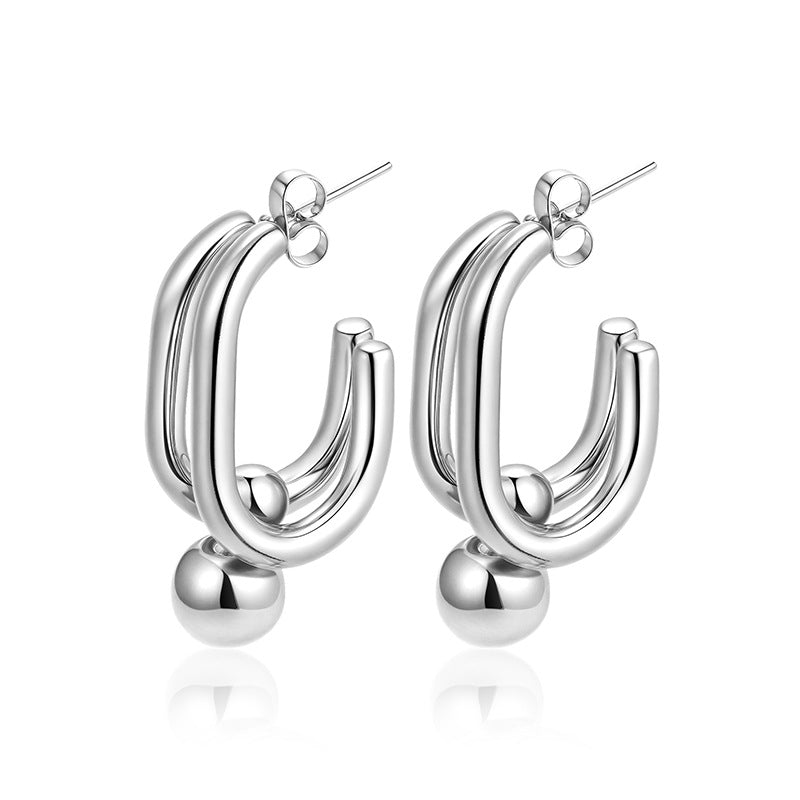 Wholesale Oval stainless steel earrings