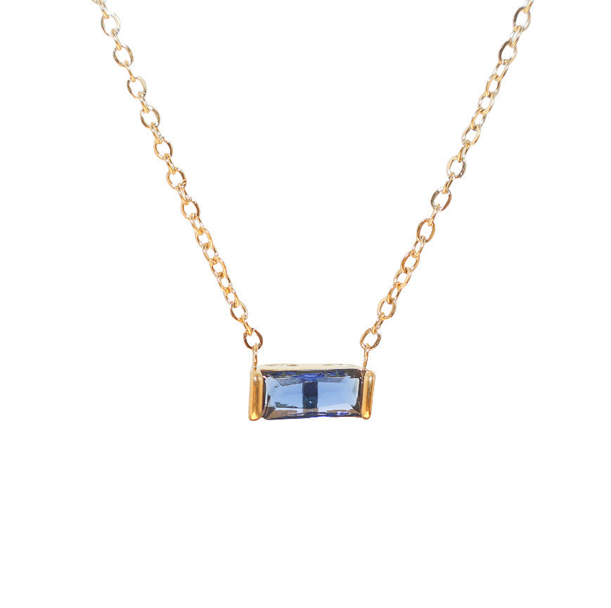 Wholesale Stainless Steel 12 Birthstone Necklace Zircon Necklace