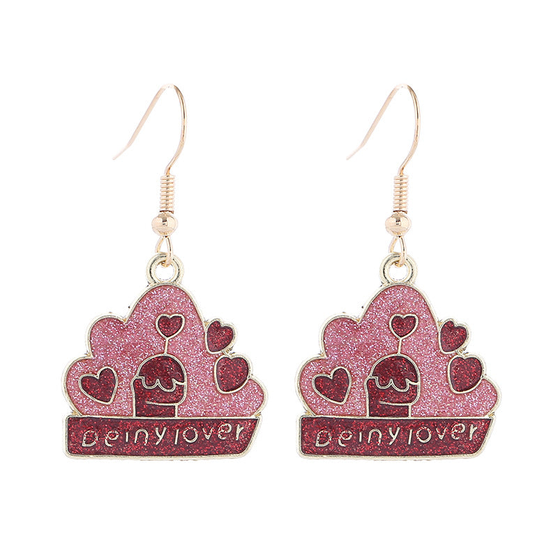 Wholesale Valentine's Day Dropping Oil Love Letter Envelope  Earrings