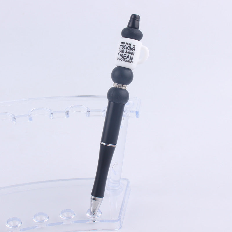 Wholesale  beaded pen creative handmade cartoon cup silicone beaded pen