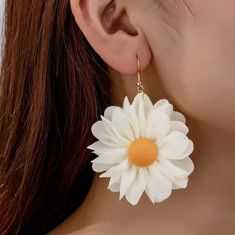 Wholesale  Bohemian Style Egg Flower Textile Fabric Earrings