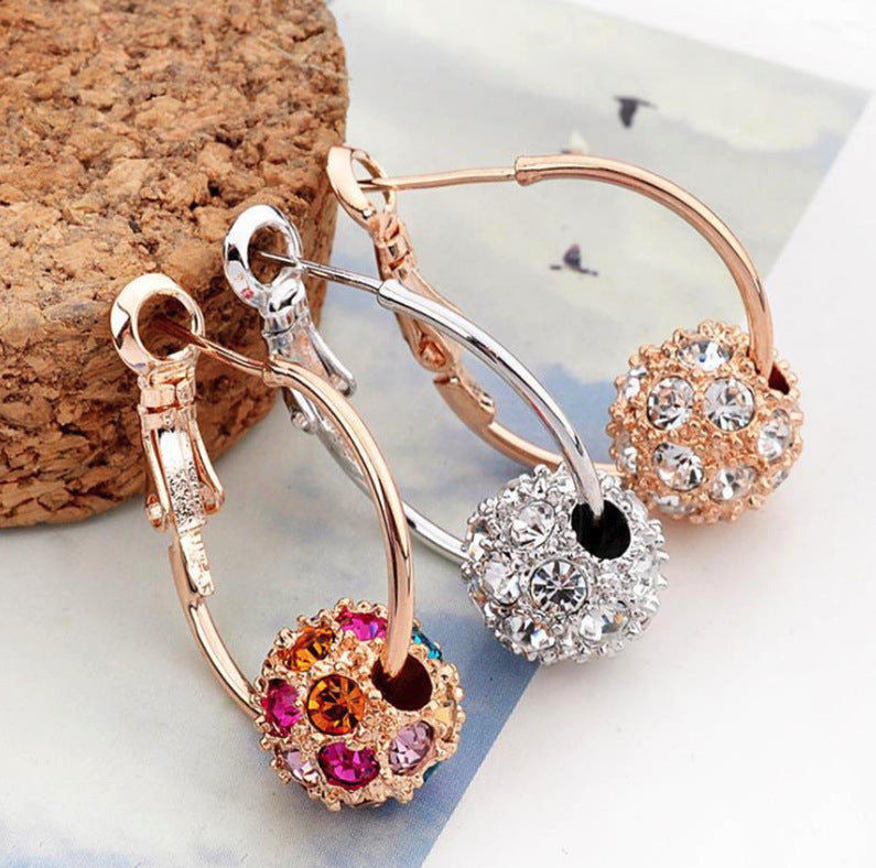 Wholesale Alloy Crystal Rhinestone Stud Earrings Lucky Ball Charm Jewelry for Everyday Wear
