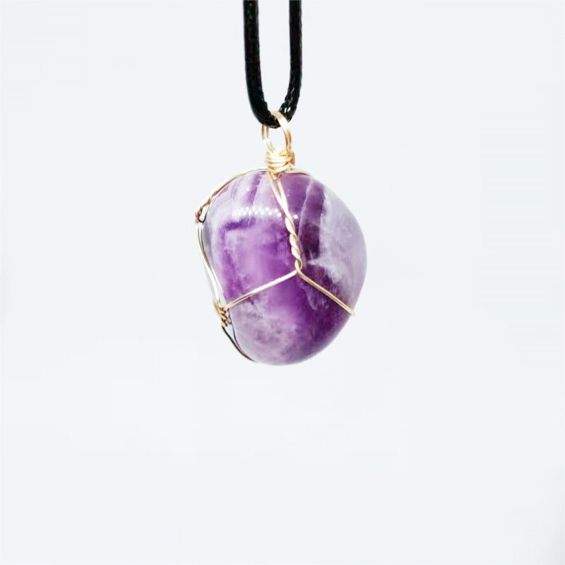 Wholesale Natural Stone Agate Wire Pendant Handmade Wire Irregular Crystal Pendant Necklaces ACC-NE-Yinhai001