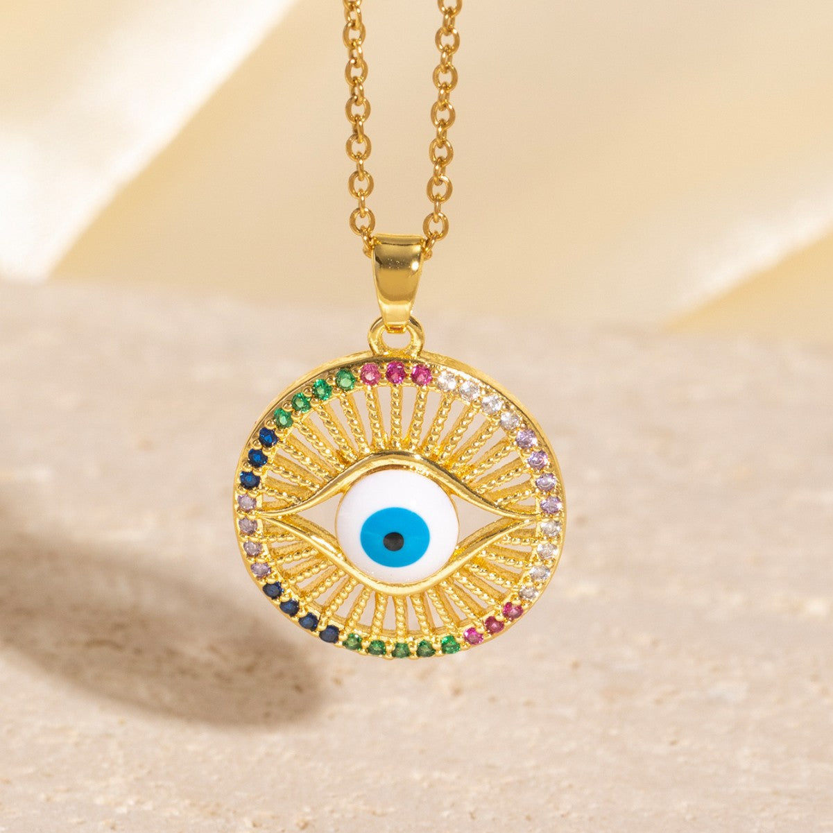 Wholesale Evil Eye Geometric Pendant Necklace,  Unisex Fashion Accessory,  Gift for Casual or Party Wear