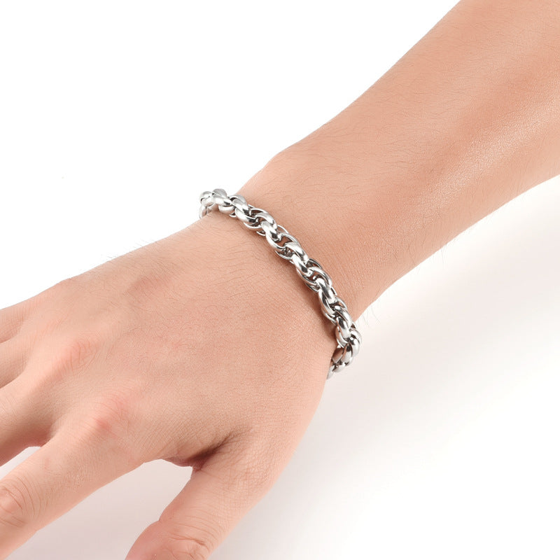 Bracciale hip hop a catena fatto a mano con chiglia in acciaio al titanio all'ingrosso