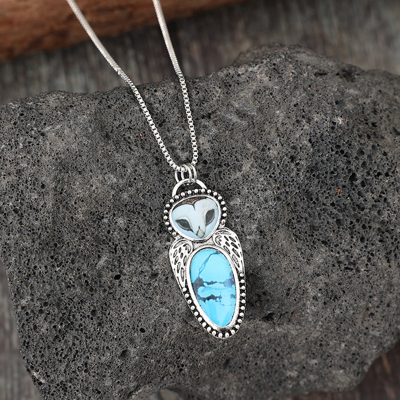 Wholesale Bohemian Retro Exaggerated Owl Alloy Pendant Necklace