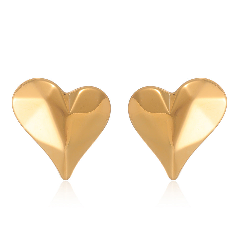 Wholesale  Stainless Steel Golden Heart Earrings