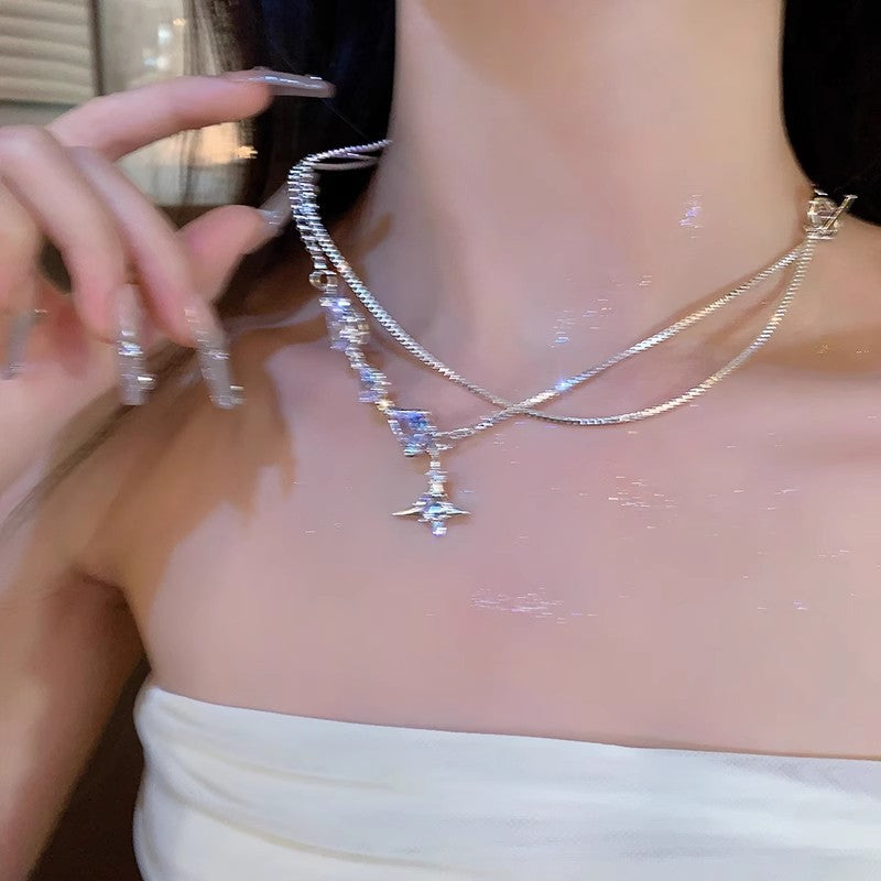 Wholesale Zircon Titanium Steel Necklace Light Luxury  Necklace Chain