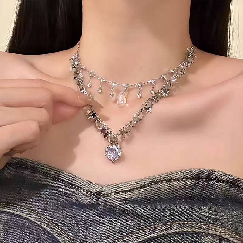 Wholesale Double-Layer Star Stacking Necklace