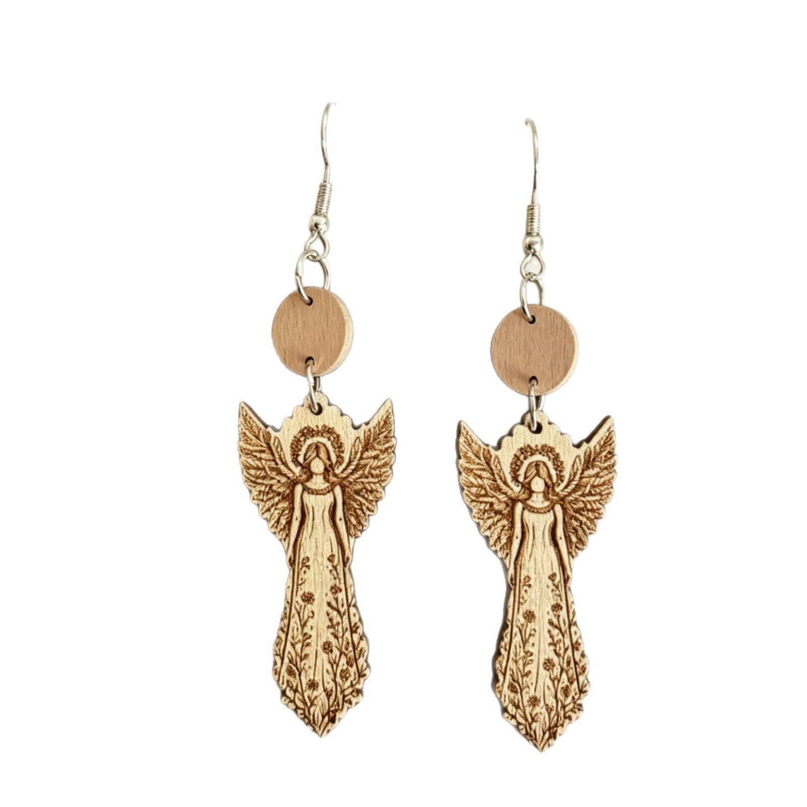 Wholesale Vintage Bohemian Printed Wooden Double Layer Earrings,  Jewelry Accessory for Party and Gift