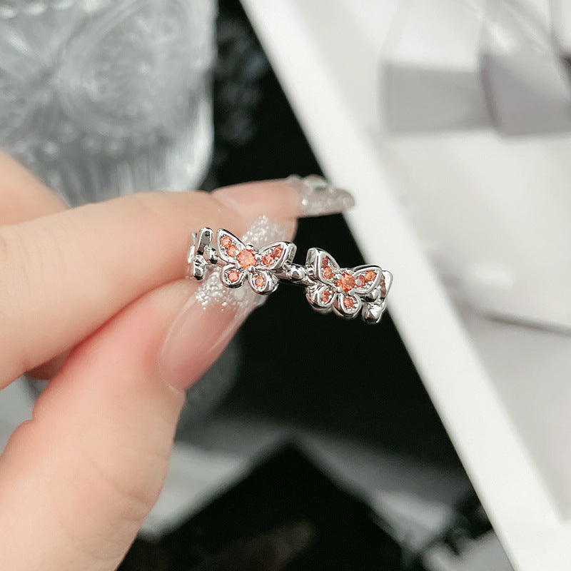Wholesale Super Flash Zircon Butterfly Ring