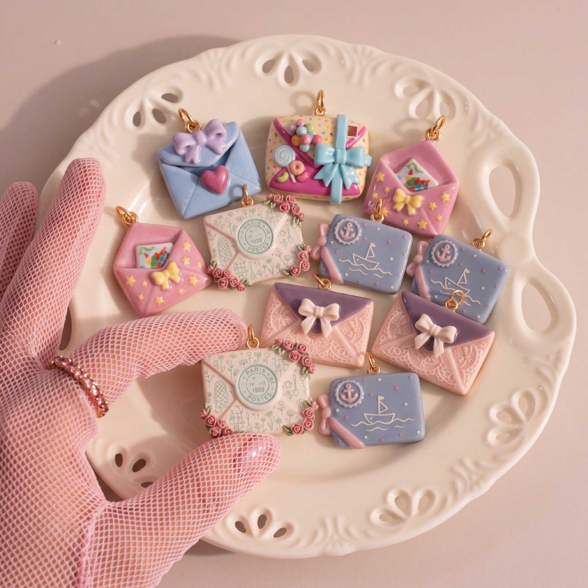 Wholesale Retro Envelope Pendant Charm Set Stainless Steel Heart Bow Star Chic Jewelry Accessory For Gifts And Boutique Resale