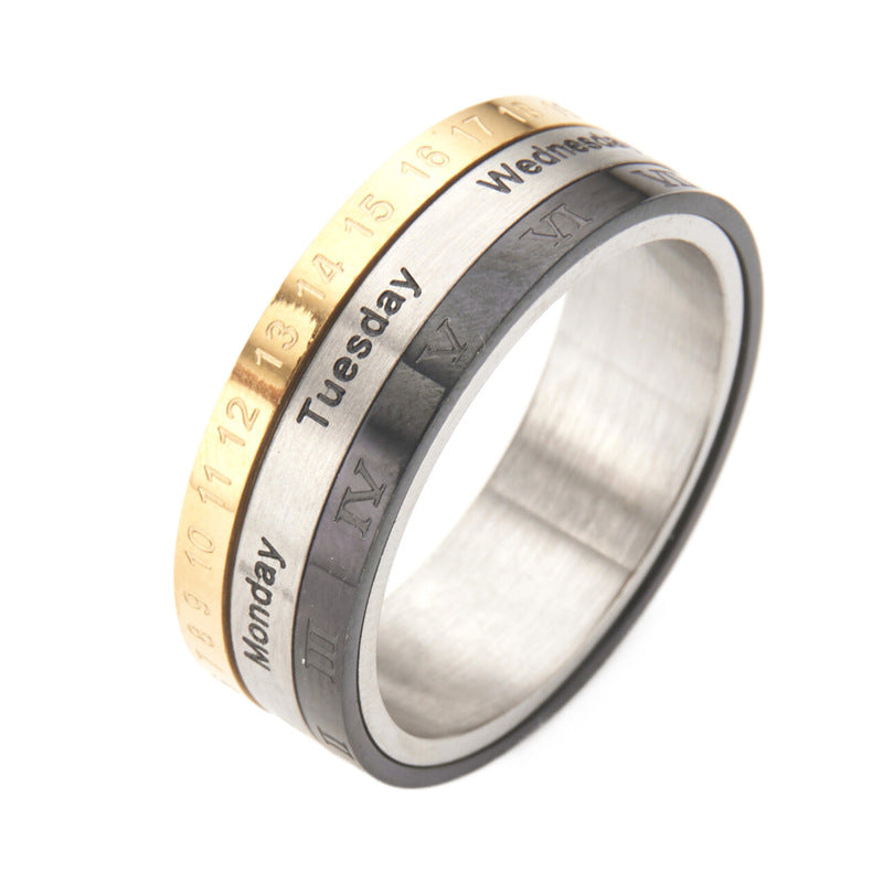 Wholesale titanium steel calendar ring