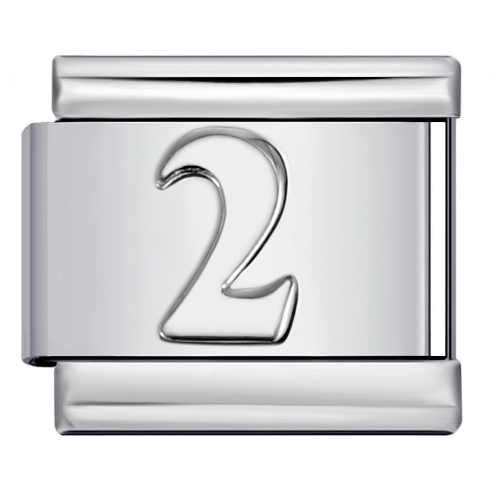 Wholesale Italian Charm Bracelet 9mm DIY Splicing Removable Arabic Numerals Stainless Steel Composable Bracelet