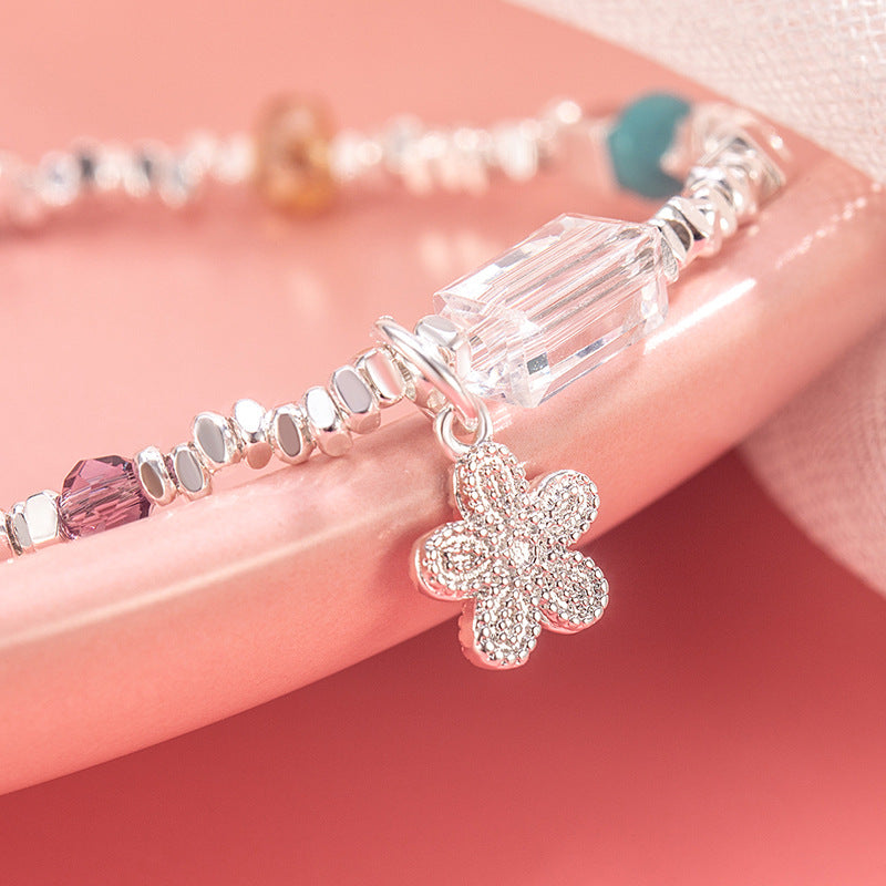Wholesale Colorful crystal and silver flower bracelet