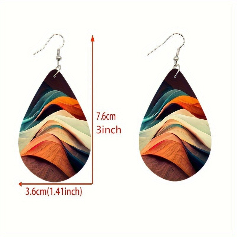 Wholesale Retro Bohemian Exaggerated Creative Popular Color Pattern Drop Earrings
