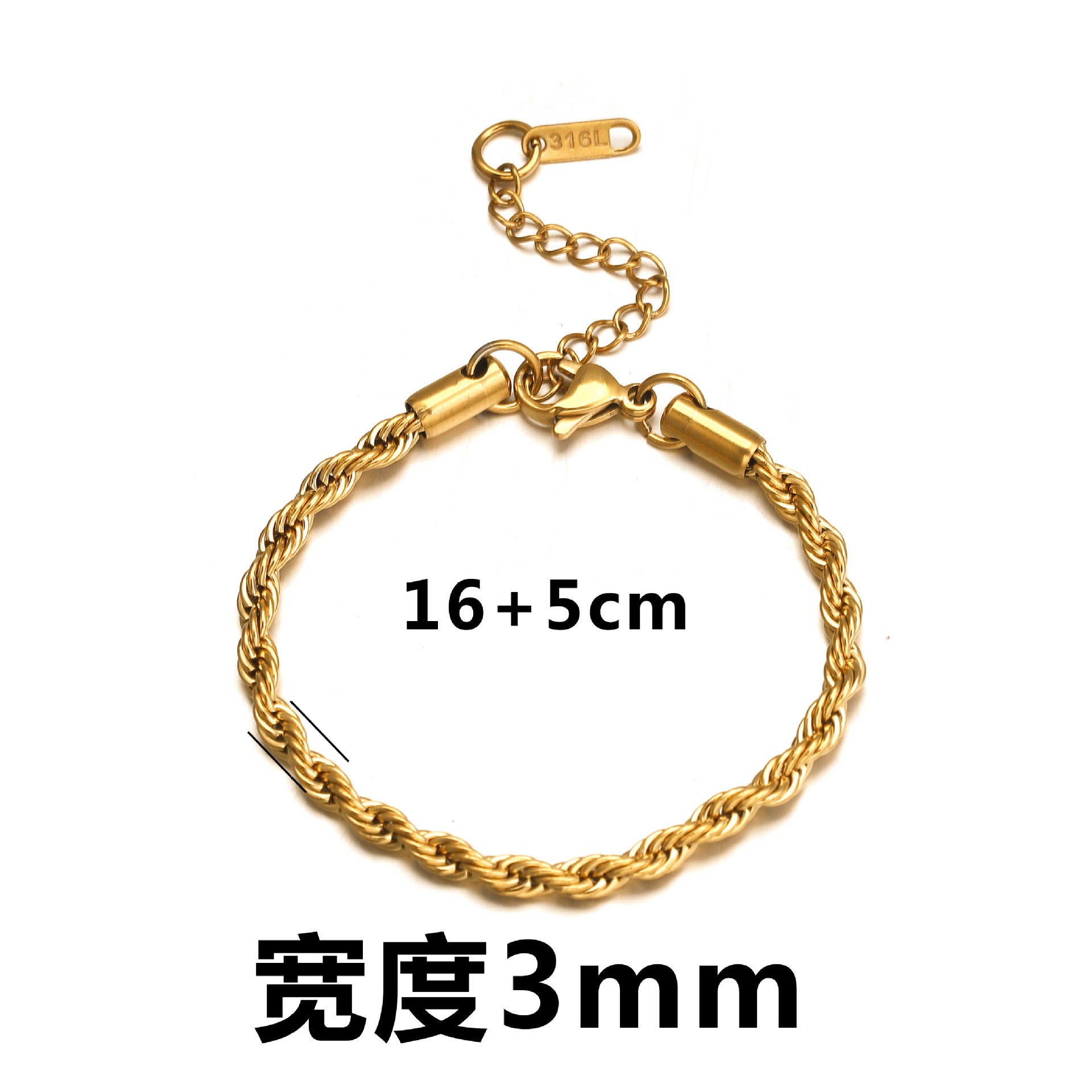 Wholesale  titanium steel braided chain golden  bracelet