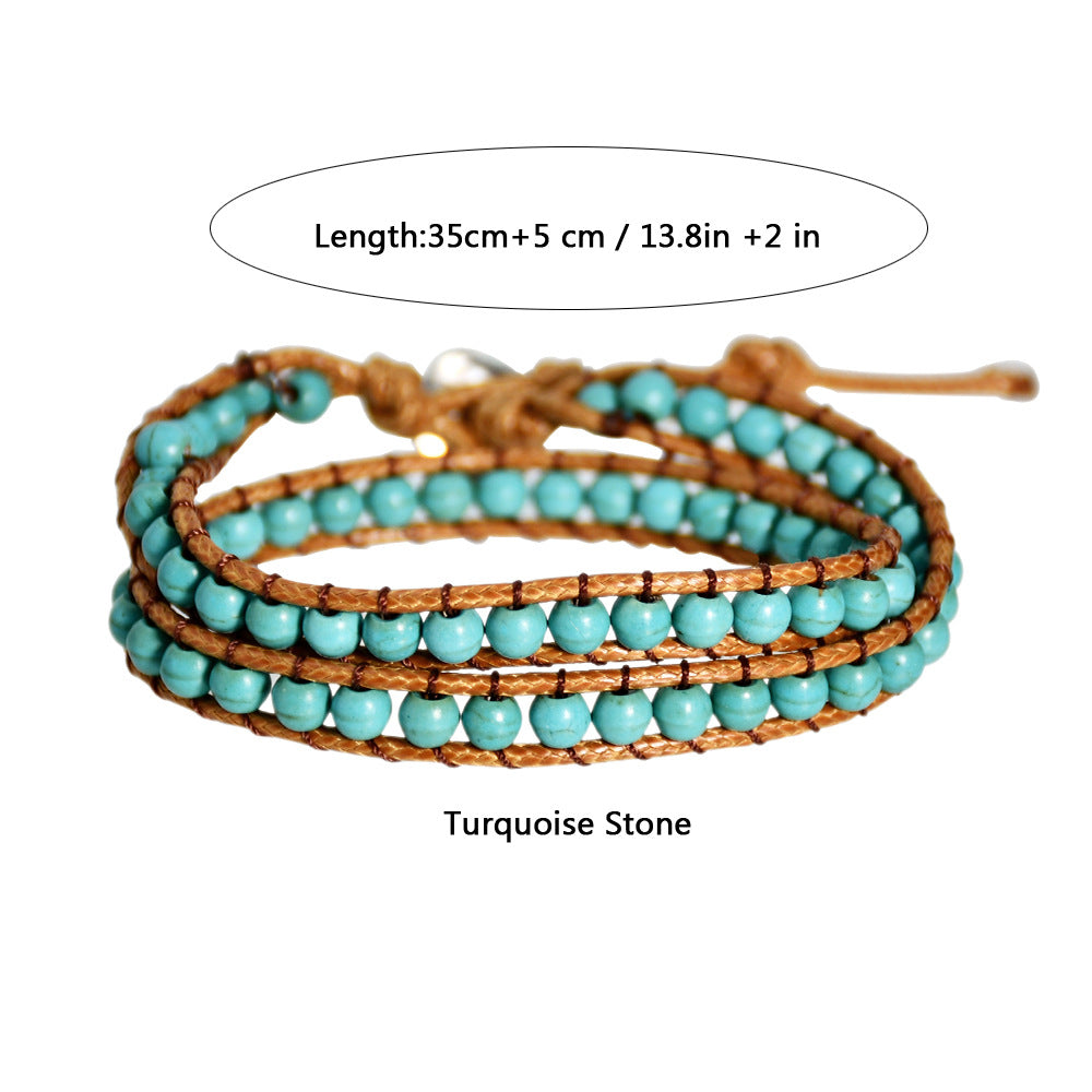 Wholesale Natural Stone Beaded Multi-layer Braided Bracelet ACC-BT-Youf001