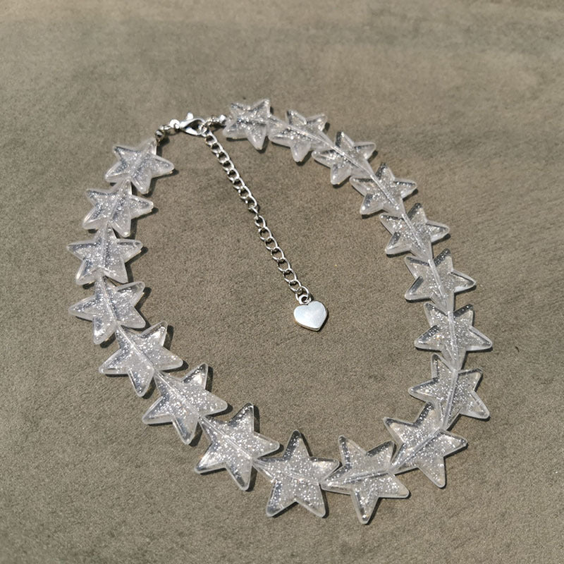 Wholesale Acrylic Beads Green Star Beaded Necklace