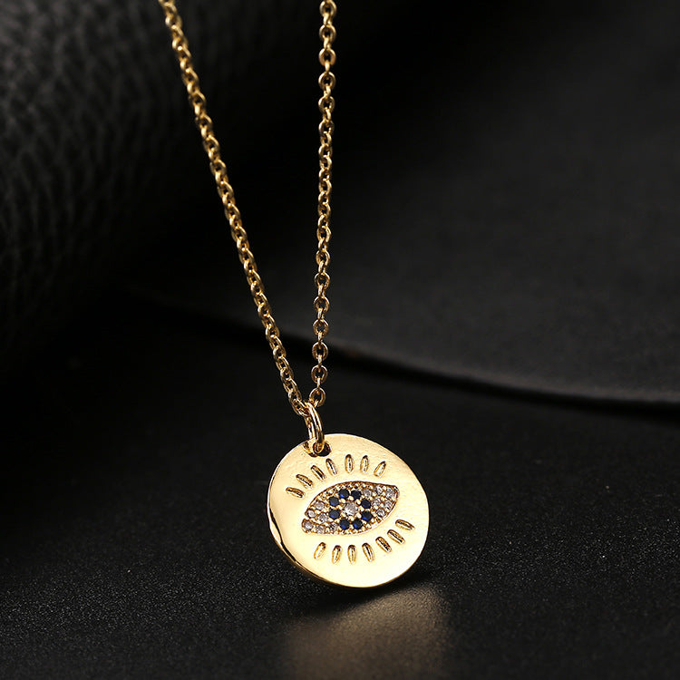 Wholesale Copper Clavicle Chain Colored Zircon Eye Pendant Evil Eye Necklaces ACC-NE-SY011