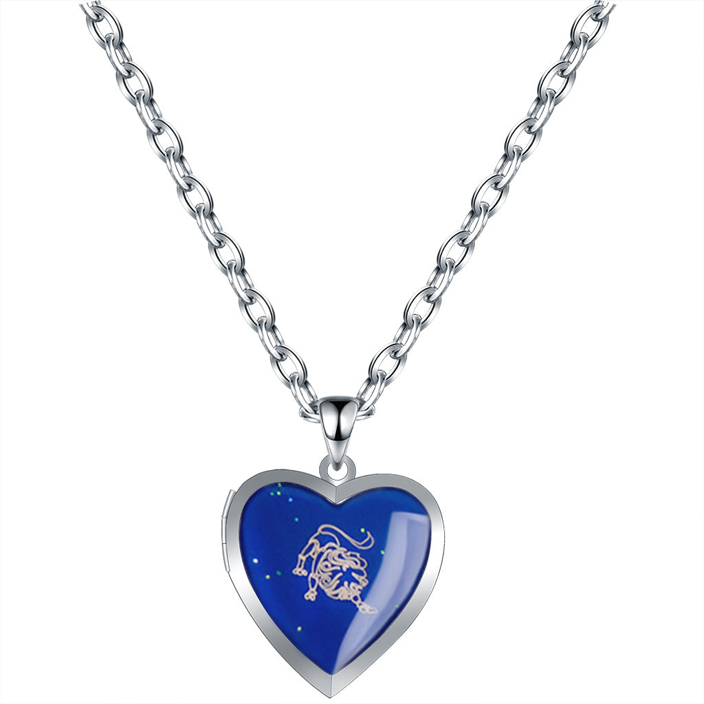 Wholesale Sweet Love Twelve Constellations Thermochromic Necklace Stainless Steel O-Line Chain ACC-NE-Hour001