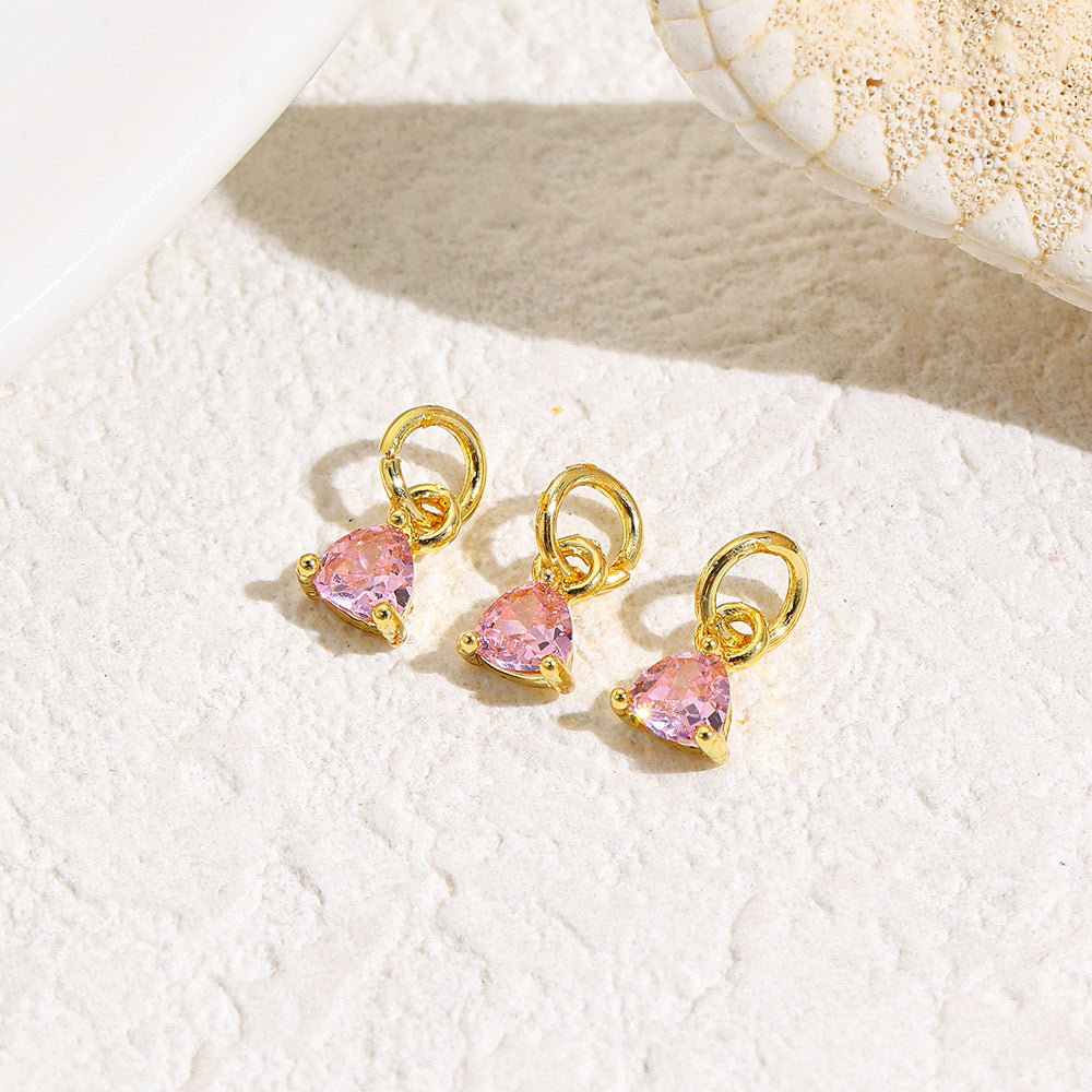 Wholesale Geometric triangle colored zircon small pendant