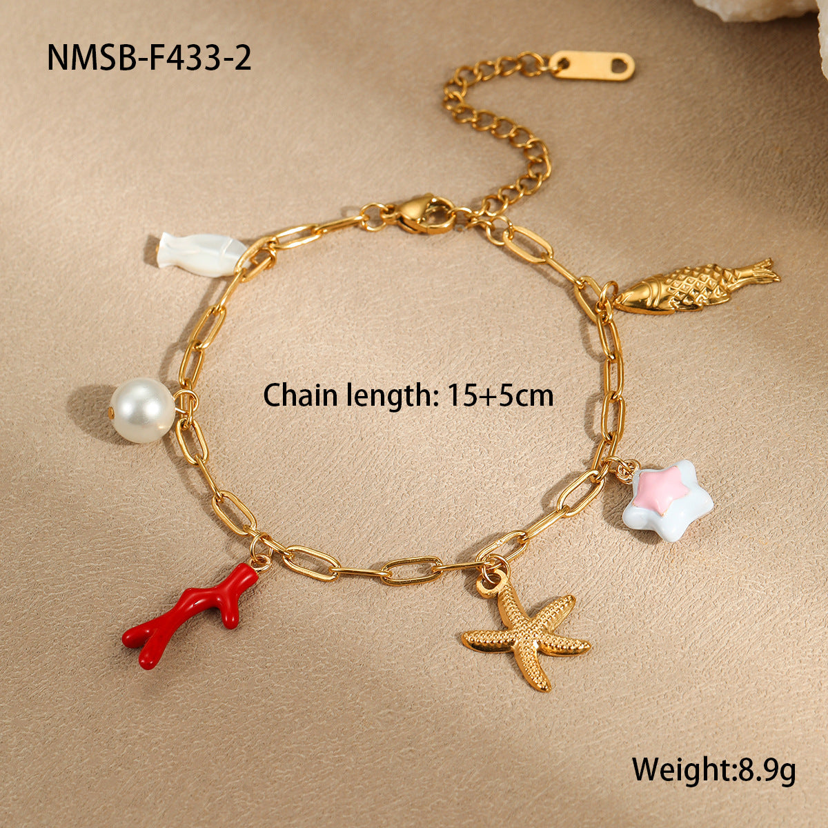 Wholesale Beach Shell Starfish Necklace Stainless Steel Necklace 18K Gold Bracelet