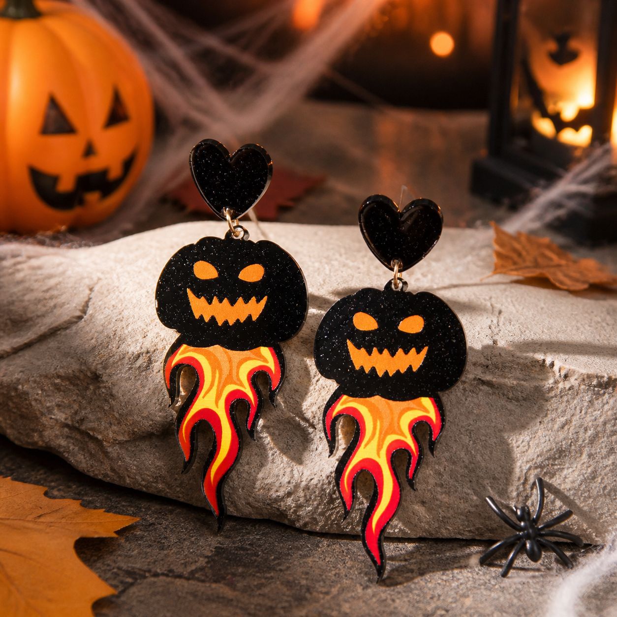 Wholesale Gothic  Earrings Acrylic Ghost Pumpkin Bat Skull Party Jewelry Accessory