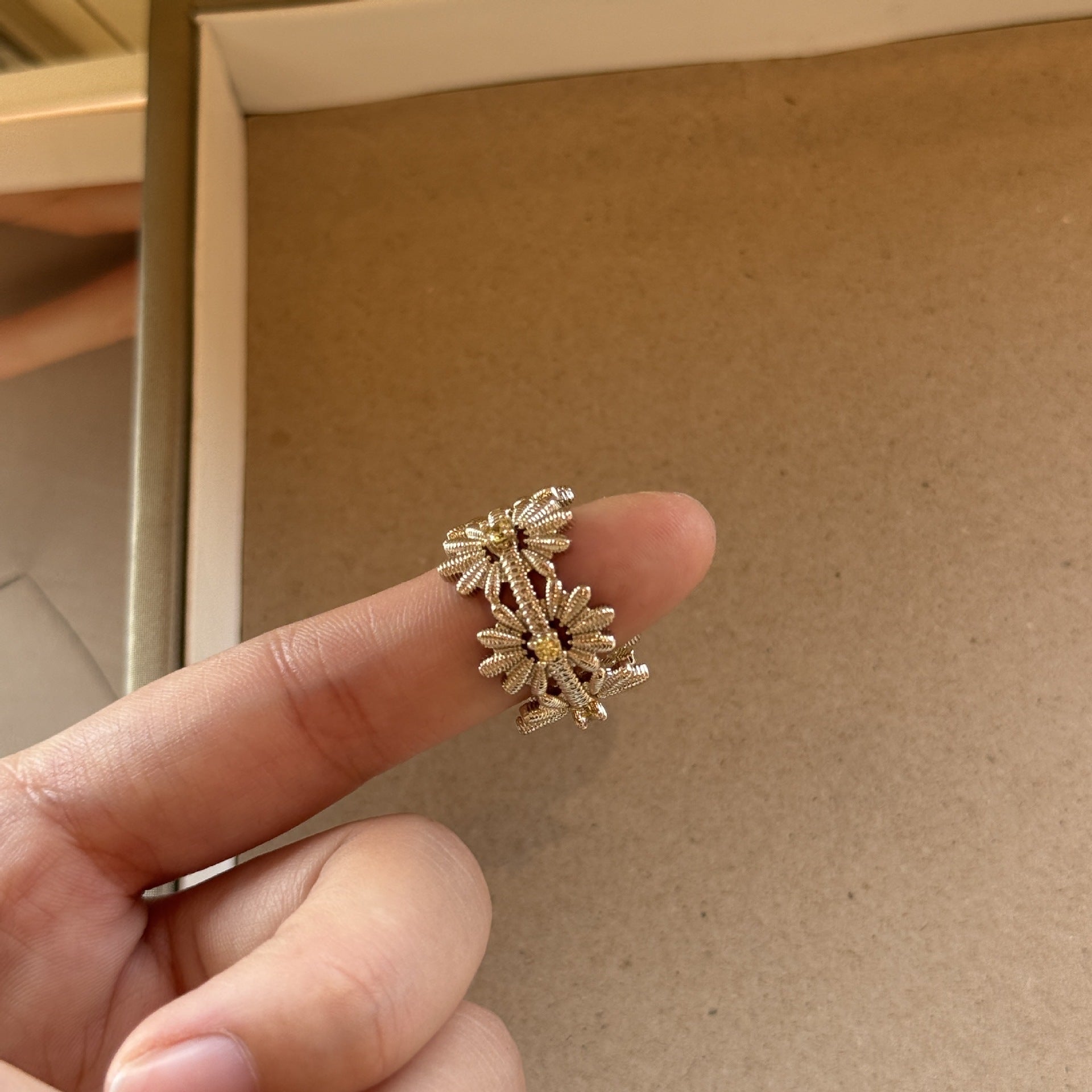 Wholesale Butterfly Wave Gold Plated Ring with Zircon,  Party Jewelry Accessory Boutique Resale