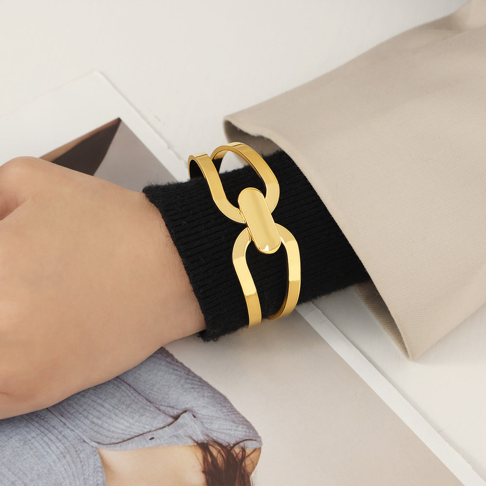 Wholesale  titanium steel plated 18K gold geometric shape bracelet