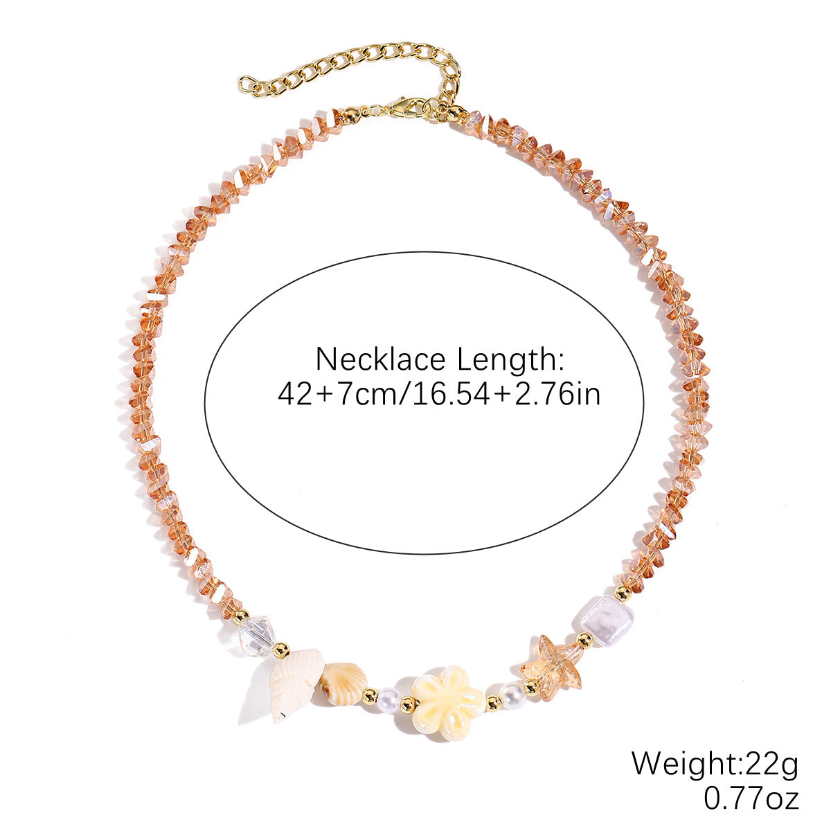 Wholesale Starfish shell necklace with marine resort style colorful crystal beaded necklace bracelet set