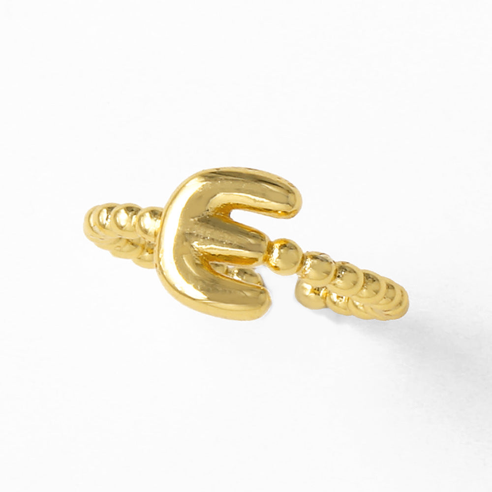 Wholesale 26 English letter rings gold-plated open rings