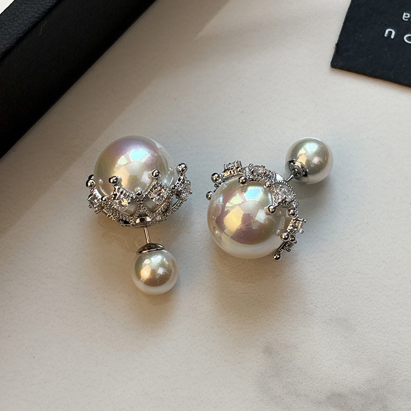 Wholesale S925 Sterling Silver  Large Colorful Pearl Earrings